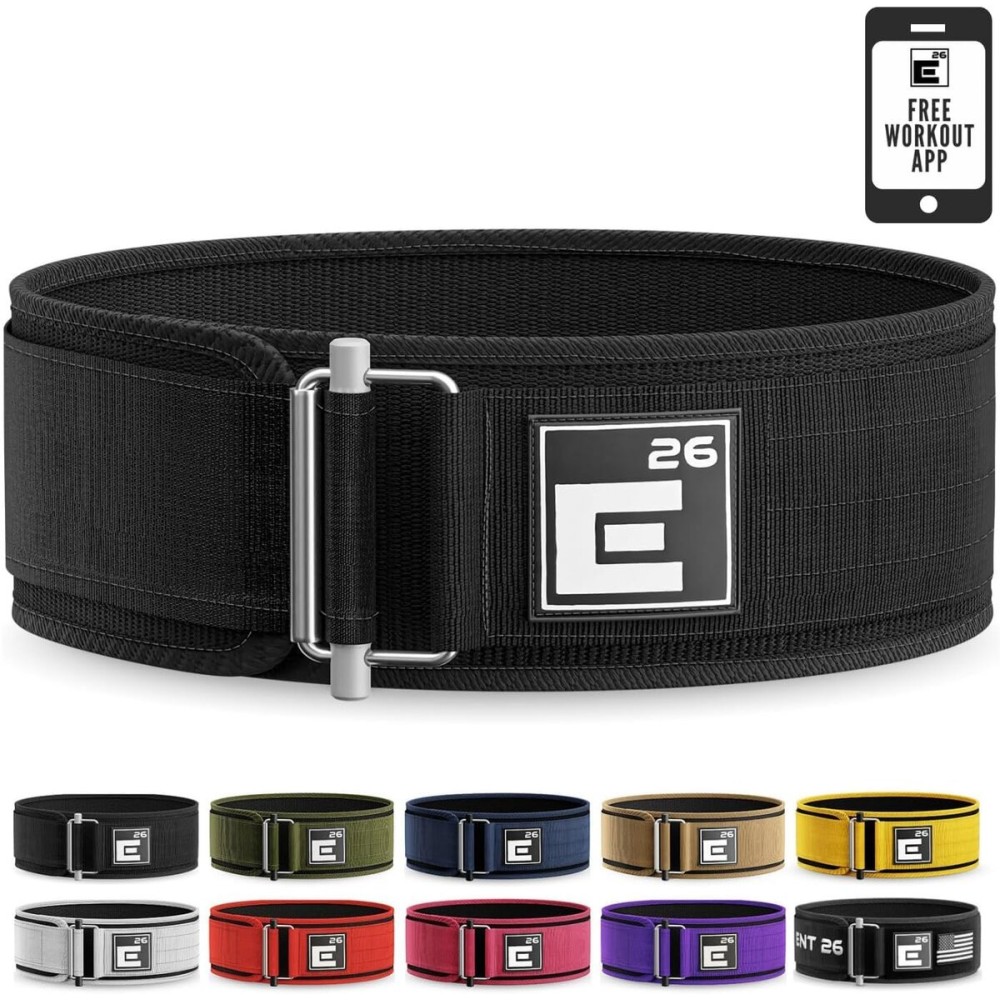 Self-Locking Weight Lifting Belt - Premium Weightlifting Belt for Serious Functional Fitness, Power Lifting, and Olympic Lifting Athletes (26 - 30, Around Navel, Small, Black)