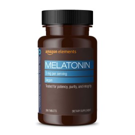 Amazon Elements Melatonin, 3mg, Vegan, Unflavored, 260 Tablets, 8 Month Supply (Packaging may vary)