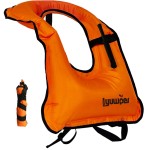 Lyuwpes Snorkel Vest Inflatable Adult Snorkeling Jackets Free Diving Swimming Safety Load Up to 220 Ibs Orange