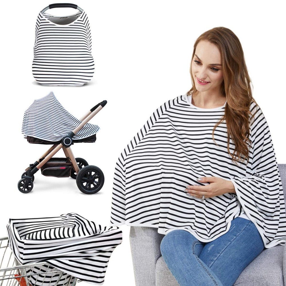 Baby Nursing Cover & Nursing Poncho - Multi Use Cover for Baby Car Seat Canopy, Shopping Cart Cover, Stroller Cover, 360 Full Privacy Breastfeeding Coverage, Baby Shower Gifts for Boy&Girl