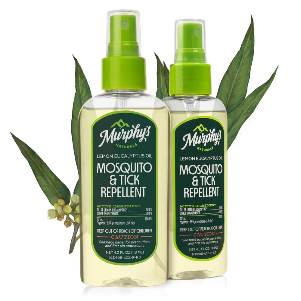Murphy\'s Naturals Mosquito & Tick Bug Repellent Spray, Oil of Lemon Eucalyptus for Skin + Outdoor Gear, 4 Ounce Pump, 2-Pack