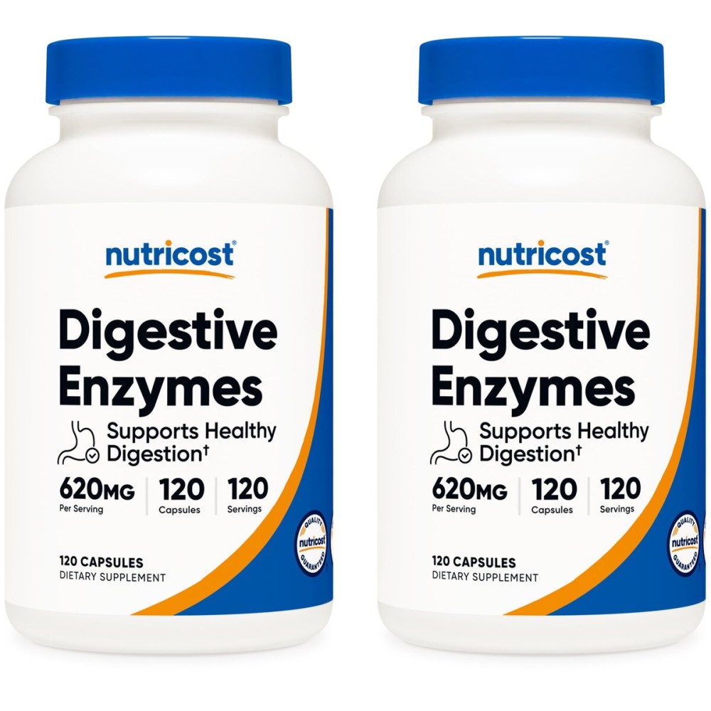 Nutricost Digestive Enzymes 620mg, 120 Veggie Capsules (2 Bottles) - Complete Digestive Enzyme Supplement