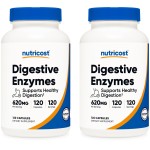 Nutricost Digestive Enzymes 620mg, 120 Veggie Capsules (2 Bottles) - Complete Digestive Enzyme Supplement