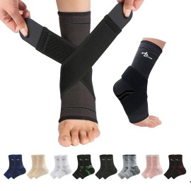 ABIRAM Ankle Brace for Women & Men, Compression Sleeve with Wrap, Foot Support Sleeve, Ankle Support for Sprained Ankle, Plantar Fasciitis Relief Socks, Achilles Tendonitis, Sport,S