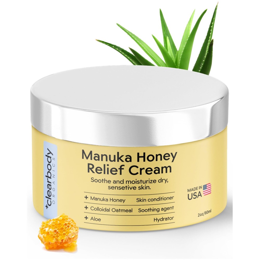Clearbody Organics Manuka Honey Cream - 2 Fl Oz - Soothing Eczema Cream - Deep Hydration with Colloidal Oatmeal - Instant Manuka Relief for Dry, Itchy Skin