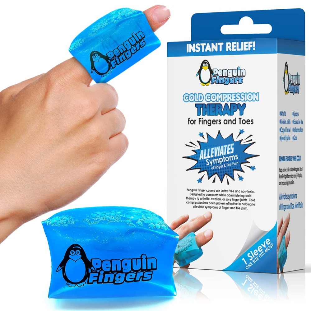 Finger Ice Pack, Finger and Toe Cold Gel Reusable Cryotherapy Compression Sleeve for Injuries, Arthritis, Tendonitis, Gout, or Sprains, No-Toxins and Latex Free.