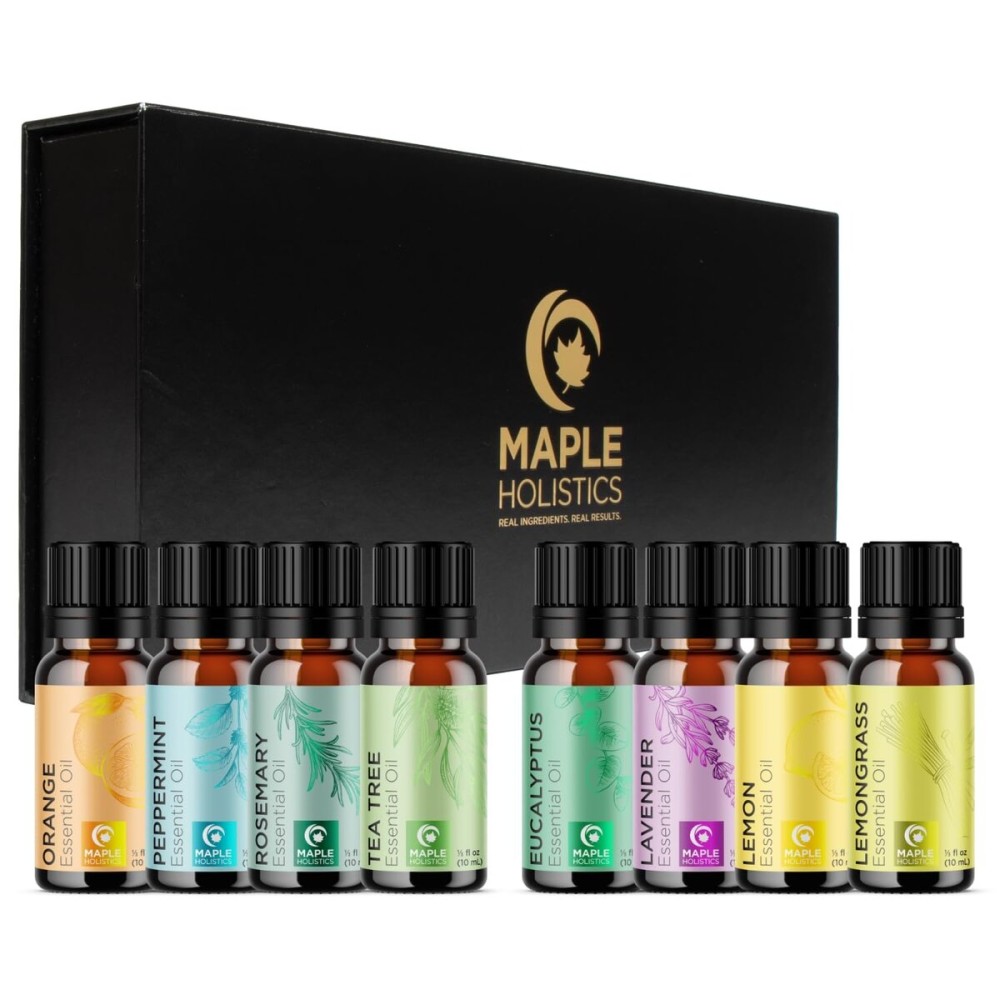 Pure Essential Oil Set for Diffuser - Aromatherapy Essential Oils for Diffusers for Home Travel and Self Care with High Grade Essential Oils for Hair Skin and Nails - Oil Diffuser Essential Oils Set