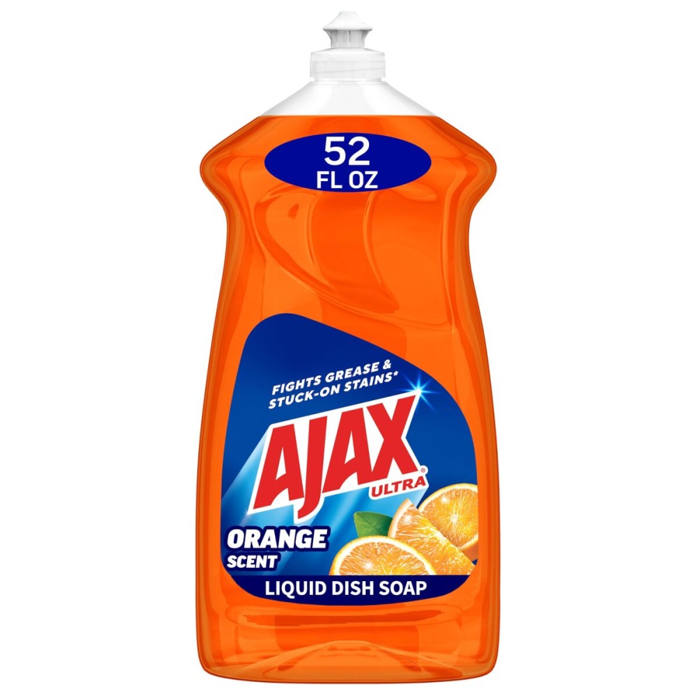 Ajax Ultra Liquid Dish Soap Orange Scent,Triple Action, Mess-Free, Easy-Flip Cap, 52 fl oz Bottle