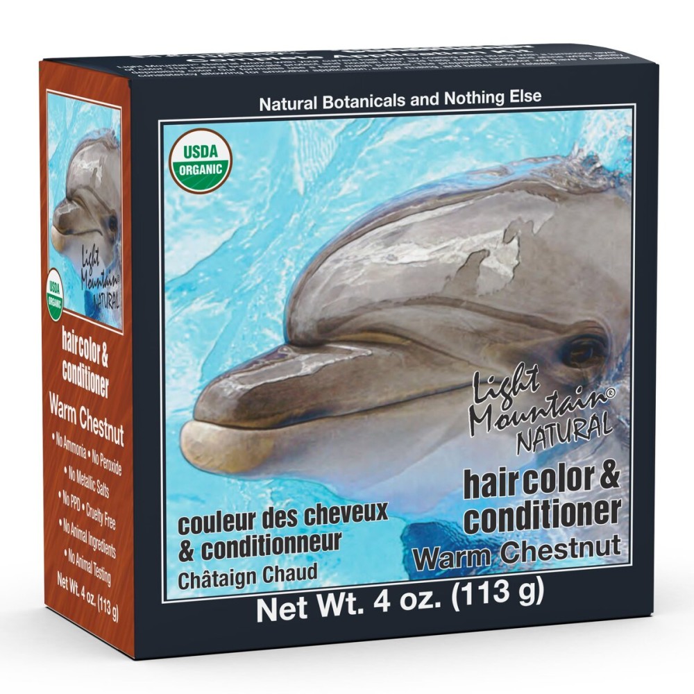 Light Mountain Henna Hair Color & Conditioner - Warm Chestnut Hair Dye for Men/Women, Organic Henna Leaf Powder and Botanicals, Chemical-Free, Semi-Permanent Hair Color, 4 Oz