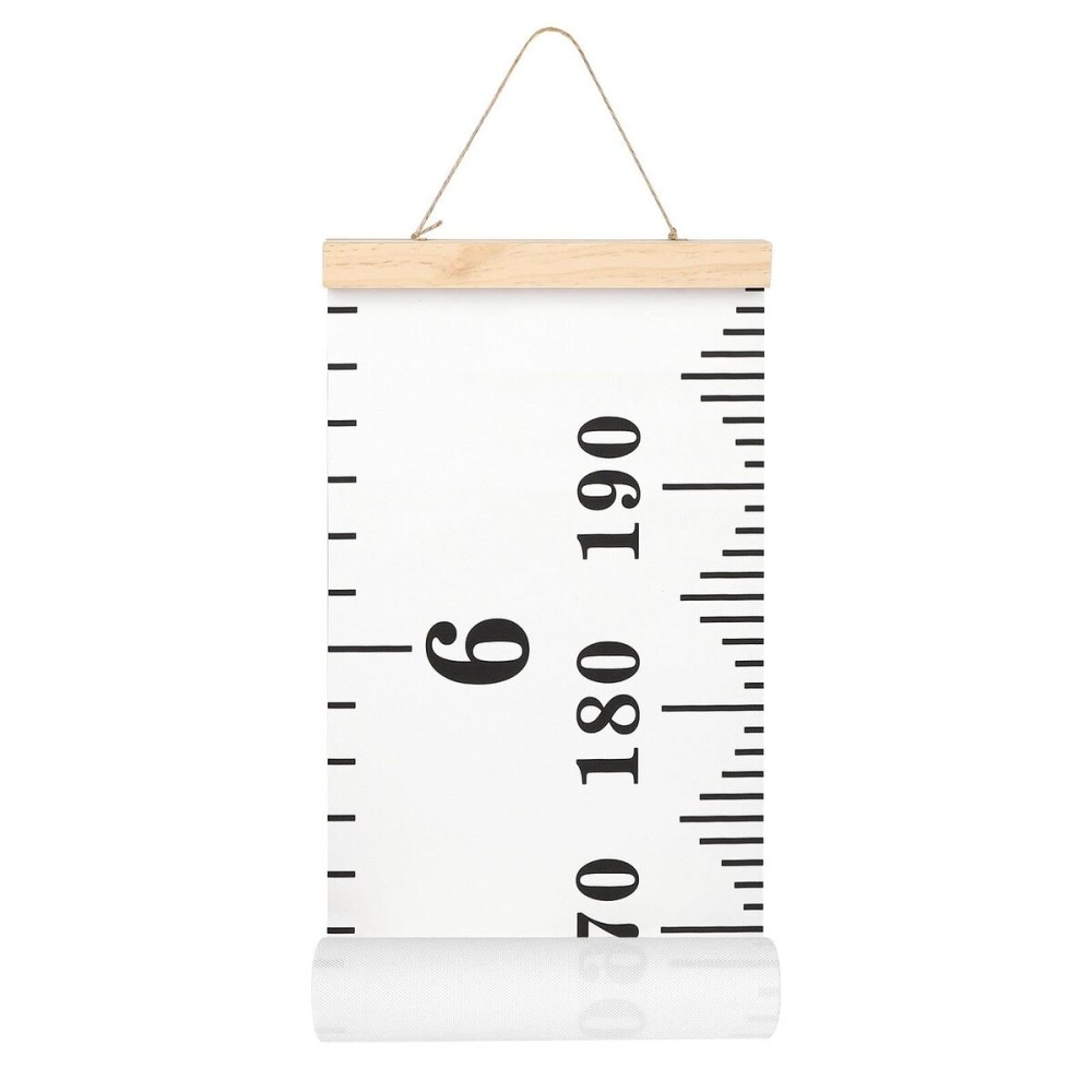 Mibote Baby Growth Height Chart Handing Ruler Wall Decor for Kids, Canvas Removable Height Growth Chart 79 x 7.9 (Black & White)