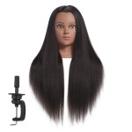 Hairginkgo Mannequin Head 26-28 Super Long Synthetic Yaki Fiber Hair Manikin Head Styling Hairdresser Training Head Cosmetology Doll Head for Cutting Braiding Practice with Clamp (91806BY0220)