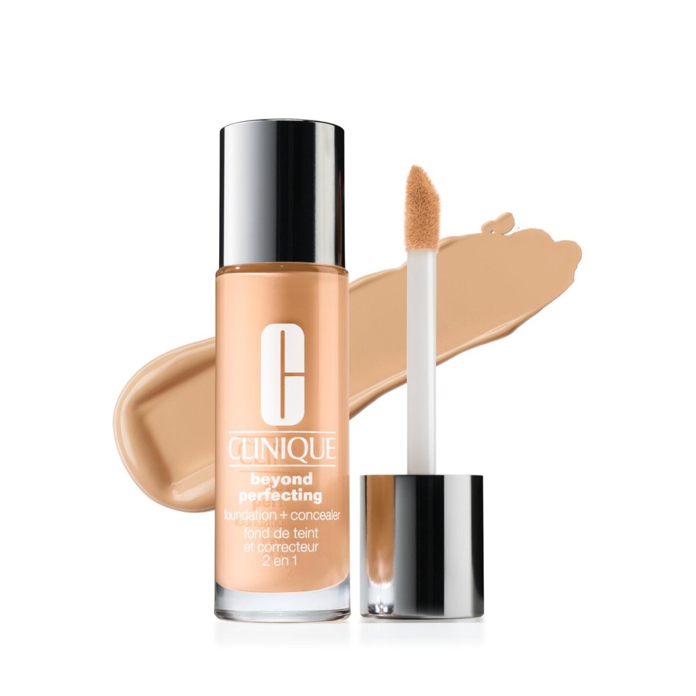 Clinique Beyond Perfecting Lightweight Liquid Foundation + Concealer For Dry Combination to Oily Skin Types | Full Coverage + Natural Matte Finish, Cork, 1 Fl Oz