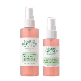 Mario Badescu Facial Spray with Aloe, Herbs and Rose Water for All Skin Types, Face Mist that Hydrates, Rejuvenates & Clarifies, 4 FL OZ & 2 FL OZ Combo