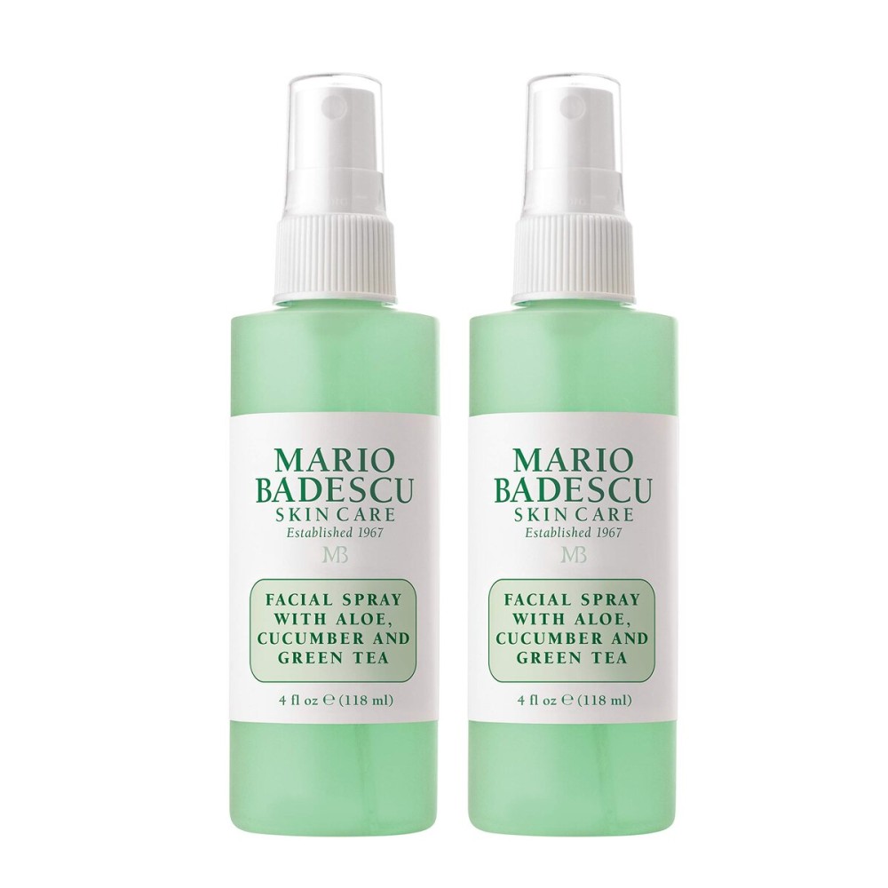 Mario Badescu Facial Spray with Aloe, Cucumber and Green Tea for All Skin Types | Face Mist that Hydrates & Invigorates | 4 Fl Oz(Pack of 2)