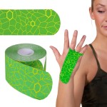 THERABAND Kinesiology Tape, Green/Yellow, 1 Roll, with XactStretch Indicators, Long-Lasting Athletic Tape for Shoulder, Back & Knee, Latex-Free & Water Resistant for Men and Women, Pre-Cut