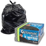 Ultrasac Heavy Duty 45 Gallon Trash Bags Huge 50 Count/w Ties) - 1.8 MIL - 38 x 45 - Large Black Plastic Garbage Bags for Contractor, Industrial, Home, Kitchen, Commercial, Yard, Lawn, Leaf