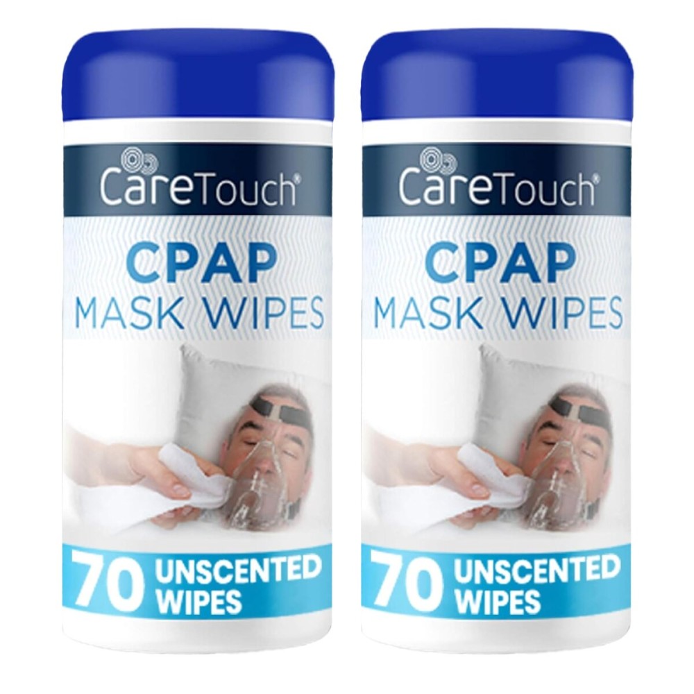 CareTouch CPAP Mask Wipes - 2 Packs of 70 Unscented Cloths for Daily Mask Care - 140 Total Soft Cleaning Sheets for CPAP Equipment - Gentle, Convenient, and Easy to Use