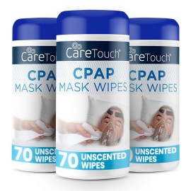 Care Touch CPAP Wipes - Unscented | CPAP Cleaner | 3 Packs of 70 Unscented Mask Cleaning Wipes - 210 Total