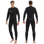 Lemorecn Wetsuits Mens Front Zip Neoprene 3mm Full Suit(3040black-S)