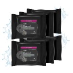 Epielle Charcoal Makeup Remover Wipes, Pore Cleaning Facial Cleanser Towelettes, Purifying & Detoxifying, Remove Dirt, Oil, Waterproof Mascara, Stocking Stuffers, 30 Count (Pack of 6)