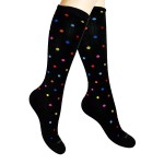 SocksLane Cotton Compression Socks for Women & Men. 15-20 mmHg Support Knee-High Color Dots S/M