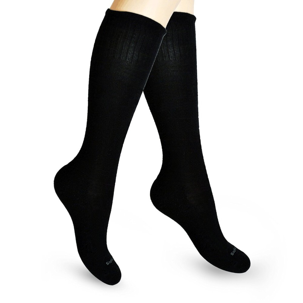 SocksLane Cotton Compression Socks for Women & Men. 15-20 mmHg Support Knee-High Black M/L