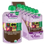 Plum Organics Mighty 4 Organic Toddler Food - Pear, Cherry, Blackberry, Strawberry, Black Bean, Spinach, and Oat - 4 oz Pouch (Pack of 6) - Organic Fruit and Vegetable Toddler Food Pouch