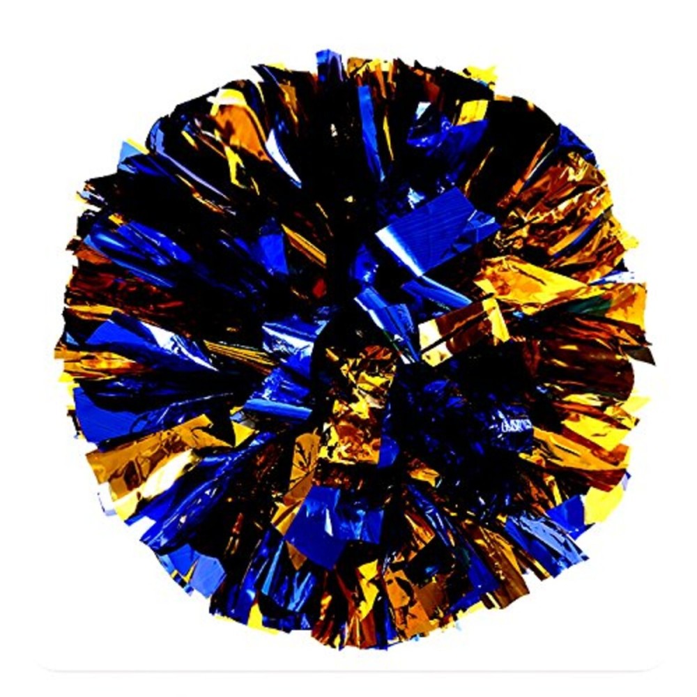 PUZINE 2pack 13 Cheerleading Pom Poms with New Handle for Team Spirit Sports Dance Cheering Kids Adults 100g (Blue with Gold)