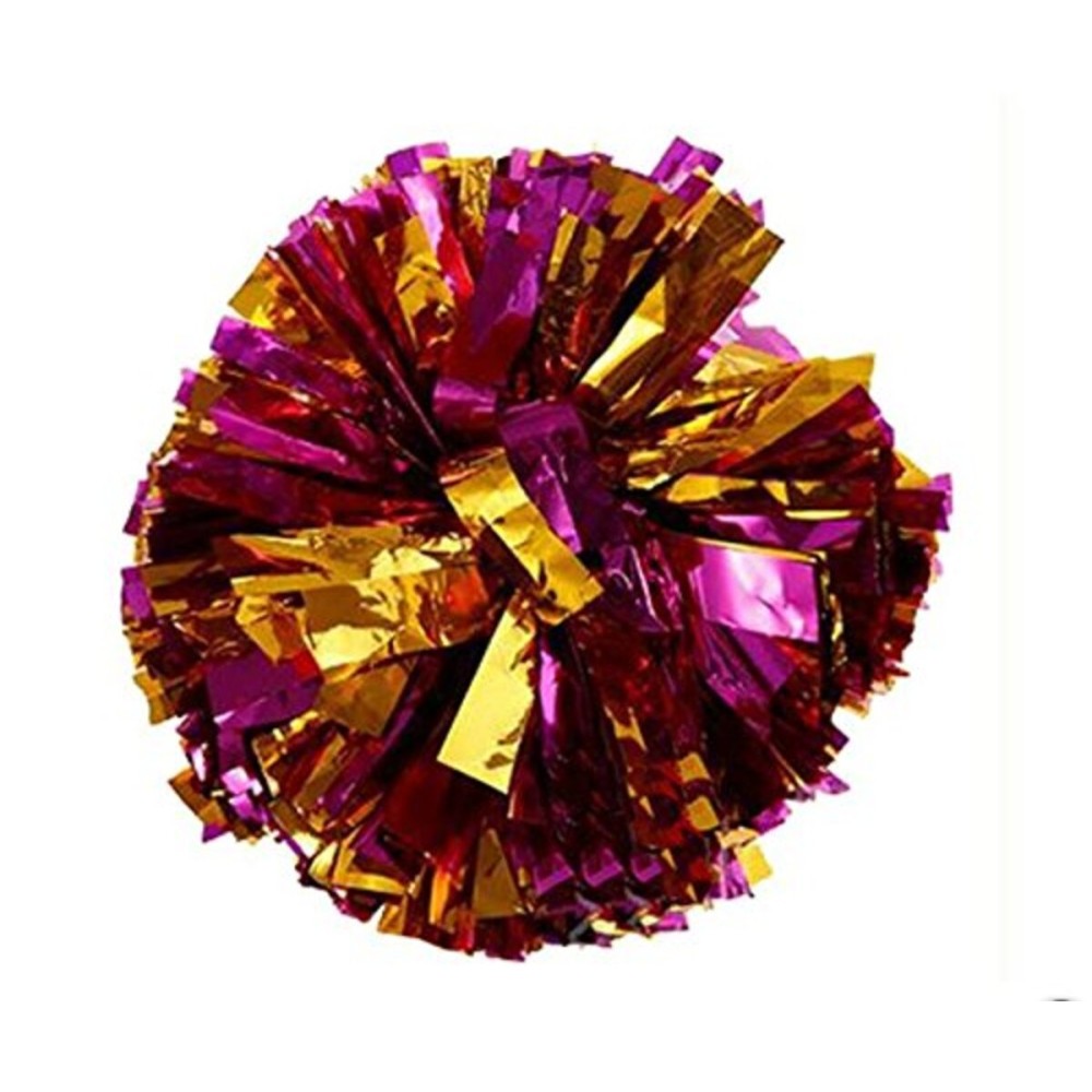 PUZINE 2pack 13 Cheerleading Pom Poms with New Handle for Team Spirit Sports Dance Cheering Kids AdultsPink and Gold