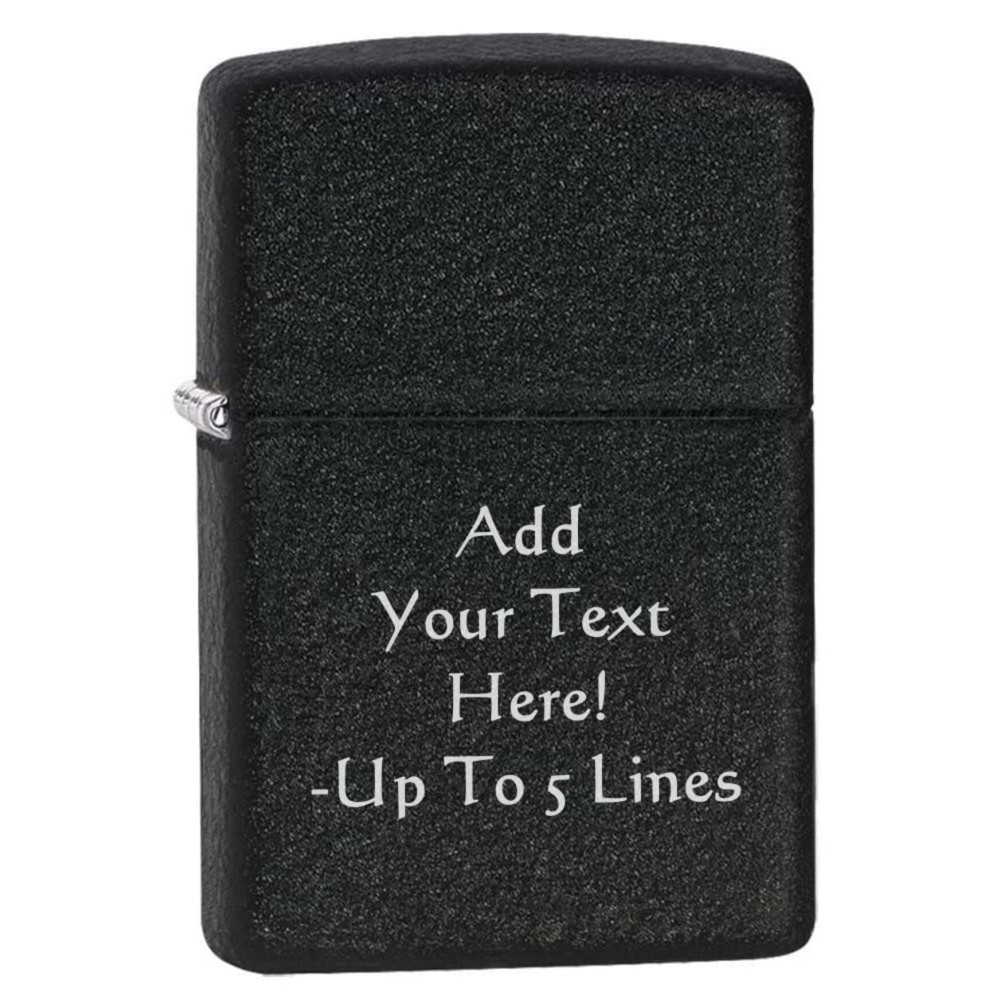 Zippo Lighter - Personalized Custom Message Engraved Windproof Classic Pocket Lighter Black Crackle
