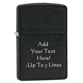 Zippo Lighter - Personalized Custom Message Engraved Windproof Classic Pocket Lighter Black Crackle