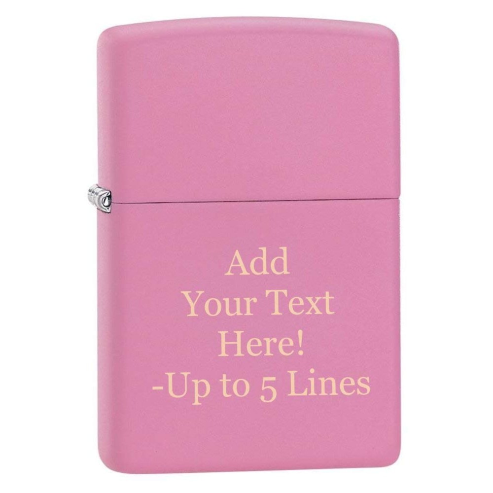 Zippo Lighter - Personalized Custom Message Engraved Windproof Classic Pocket Lighter Pink Matte