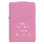 Zippo Lighter - Personalized Custom Message Engraved Windproof Classic Pocket Lighter Pink Matte
