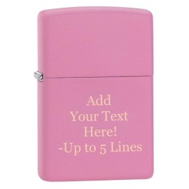 Zippo Lighter - Personalized Custom Message Engraved Windproof Classic Pocket Lighter Pink Matte