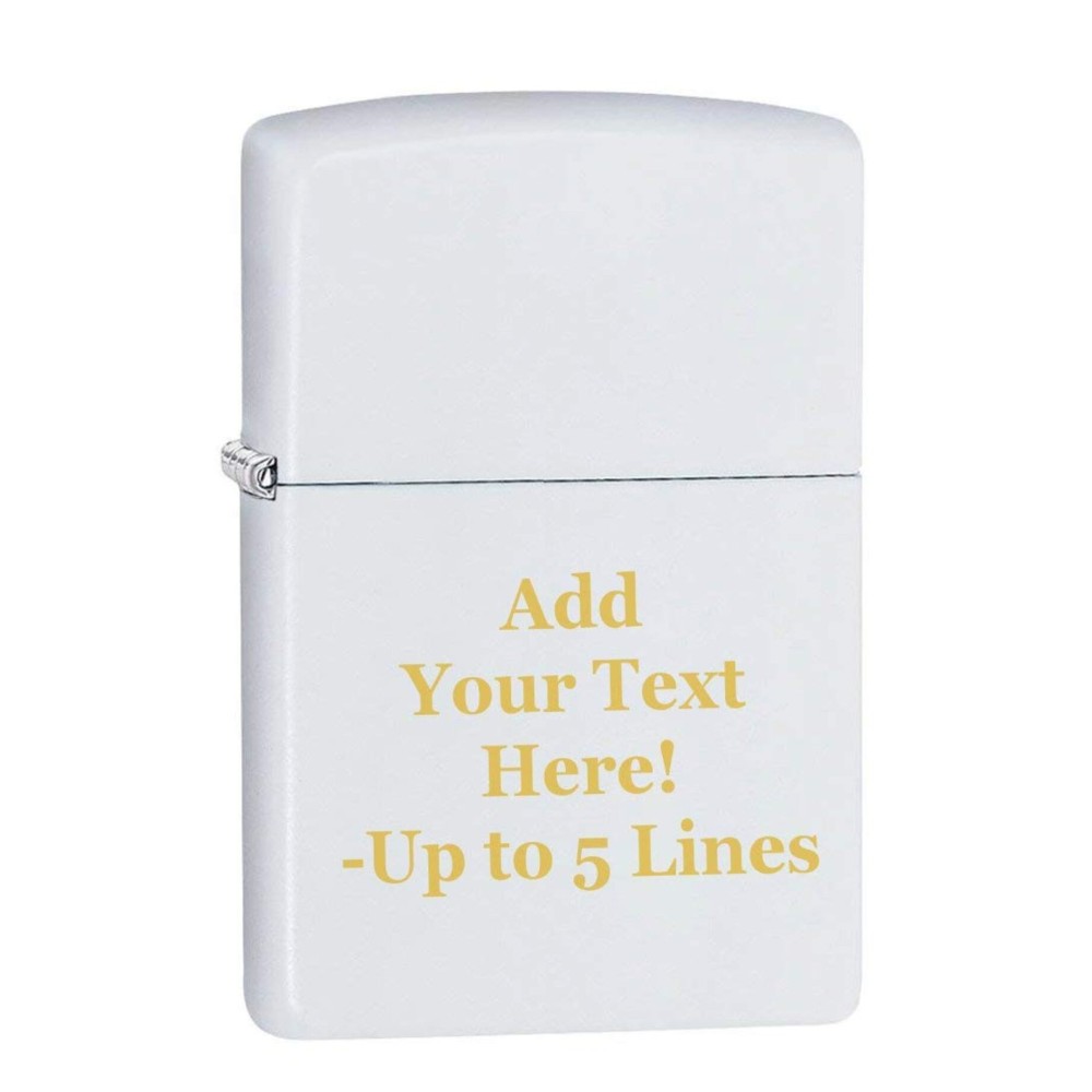 Zippo Lighter - Personalized Custom Message Engraved Windproof Classic Pocket Lighter White Matte