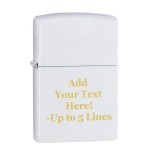 Zippo Lighter - Personalized Custom Message Engraved Windproof Classic Pocket Lighter White Matte