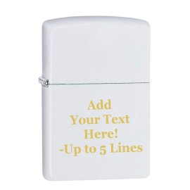 Zippo Lighter - Personalized Custom Message Engraved Windproof Classic Pocket Lighter White Matte