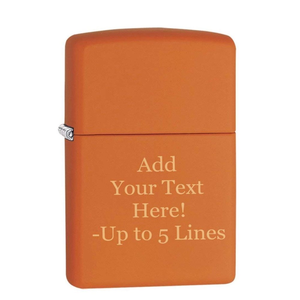 Zippo Lighter - Personalized Custom Message Engraved Windproof Classic Pocket Lighter Orange Matte
