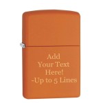 Zippo Lighter - Personalized Custom Message Engraved Windproof Classic Pocket Lighter Orange Matte