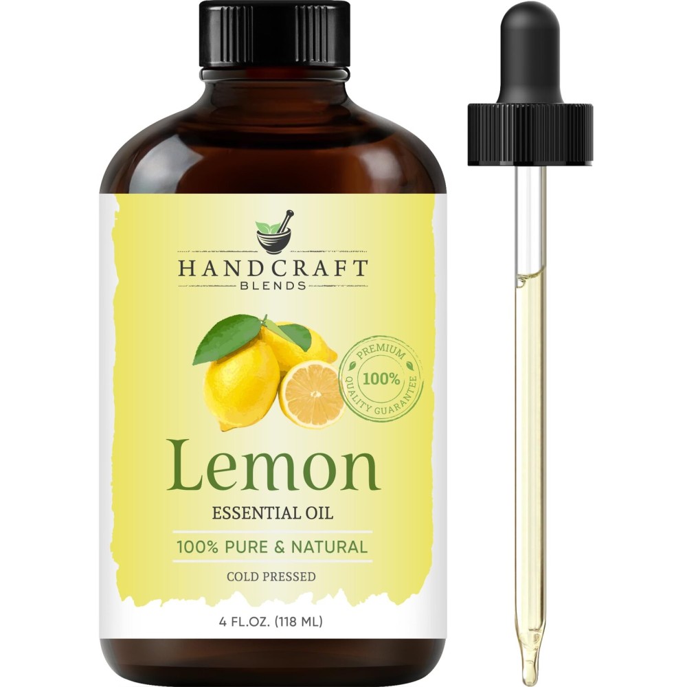 Handcraft Blends Lemon Essential Oil - Huge 4 Fl Oz - 100% Pure and Natural - Premium Grade Essential Oil for Diffuser and Aromatherapy, Skin, Massage, Candle and Soap Making Fragrance
