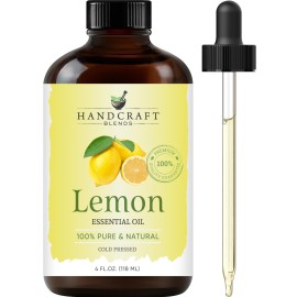 Handcraft Blends Lemon Essential Oil - Huge 4 Fl Oz - 100% Pure and Natural - Premium Grade Essential Oil for Diffuser and Aromatherapy, Skin, Massage, Candle and Soap Making Fragrance