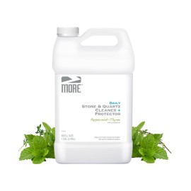 MORE Stone & Quartz Cleaner + Protector - Water-Based Surface Care Spray Refill - For Kitchen & Bathroom Countertops - Daily Cleaner/Protector - Peppermint-Thyme Essential Oil - 128oz