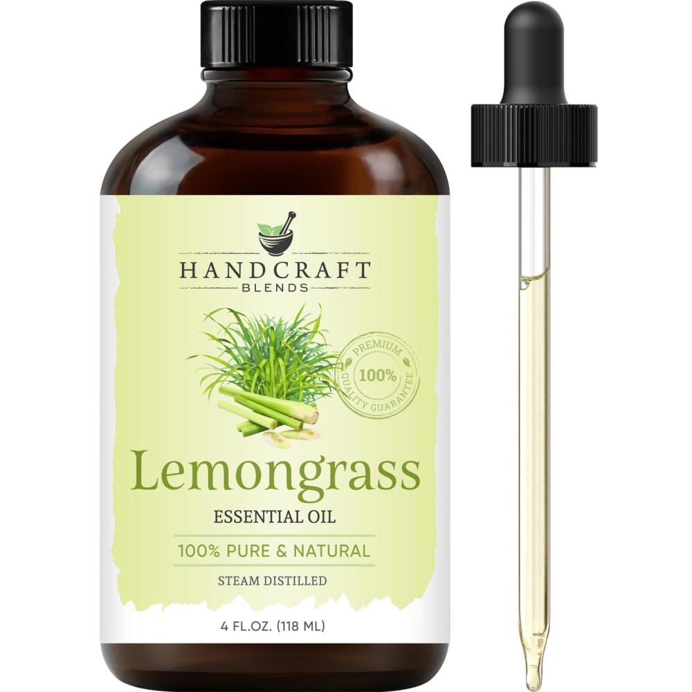 Handcraft Blends Lemongrass Essential Oil - Huge 4 Fl Oz - 100% Pure and Natural - Premium Grade Essential Oil for Diffuser and Aromatherapy, Skin, Massage, Candle and Soap Making Fragrance