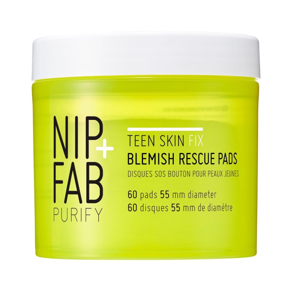 Nip + Fab Teen Skin Fix Zero Breakout Rescue Face Pads with Salicylic Acid, Witch Hazel and Antioxidant Wasabi Extract, BHA Facial Pad for Cleansing Pores Prevent Breakouts Blemishes, 60 Count