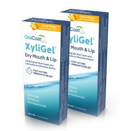 OraCoat XyliGel, Dry Mouth Gel, Soothing Citrus Oral Gel with Xylitol, Lip Moisturizer for Very Dry Lips, Lip Hydration, Sugar-Free Relief, 1.7 Fl Oz, 2 Pack