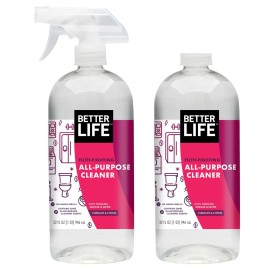 Better Life All Purpose Cleaner - Multipurpose Home and Kitchen Cleaning Spray for Glass, Countertops, Appliances, Upholstery- Multi-surface Spray Cleaner - Currant and Citrus, 32oz (Pack of 2)
