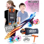 SKITCH Complete Skateboard for Kids Ages 4-6 Year Old Beginners Boys Children Youth Gift Set 22 Inch Penny Board Mini Cruiser ABEC 9 Bearings Skateboards Backpack Bag Skate Tool (Wildfire Blaze LED+)