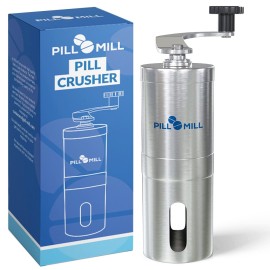 Pill Mill Pill Crusher - Crushes Multiple Tablets to a Fine Powder - Metal Pill Grinder - Tablet Pulverizer Suitable for Travel - Great Feeding Tube use and Pets