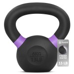 Yes4All Powder Coated Kettlebell, 13 lb Cast Iron Core Kettlebells with Non-Slip Handle & Flat Bottom for Conditioning, Heavy Duty for Strength Training - Single, Purple