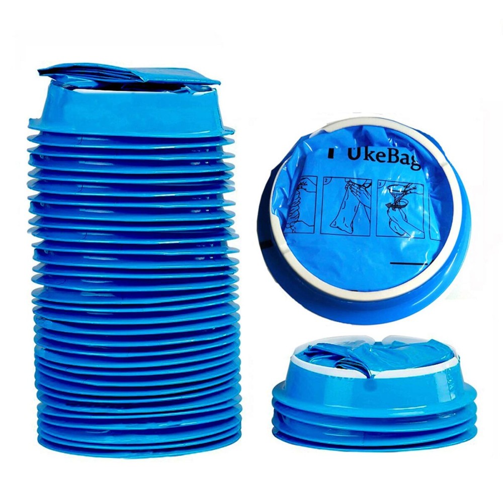 PukeBag 50 Pack Emesis Bag, Disposable Vomit Bags, Aircraft Barf Car Sickness Nausea Bags for Travel Motion Sickness